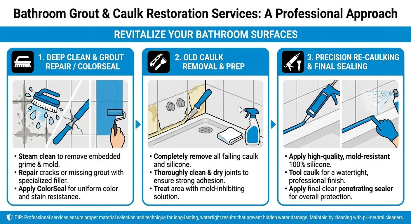 Bathroom Grout & Caulk Restoration Services SEO Infographic - Home Safety Tips