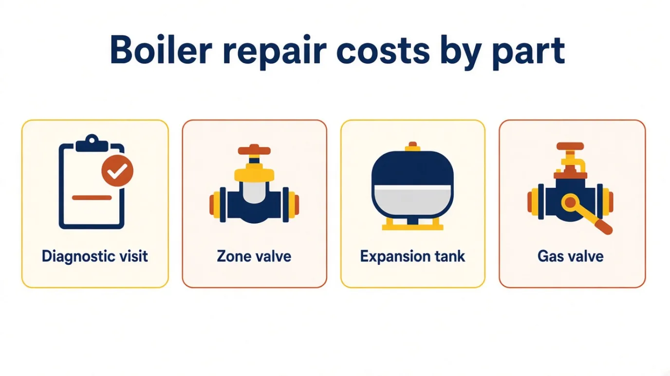 Boiler repair costs by part infographic