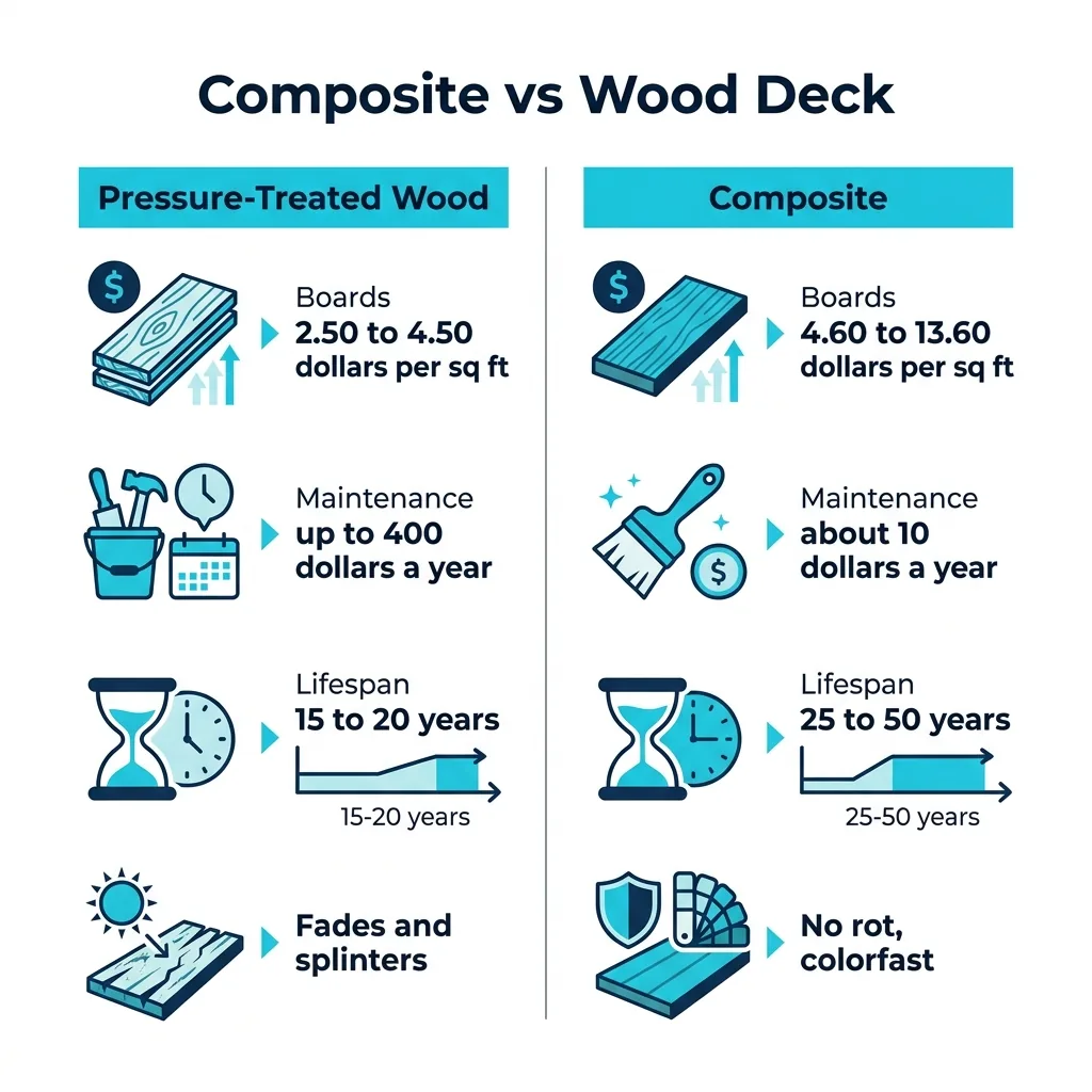 Infographic: composite vs wood deck comparison