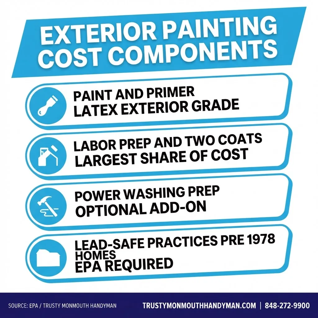 Exterior painting cost components infographic