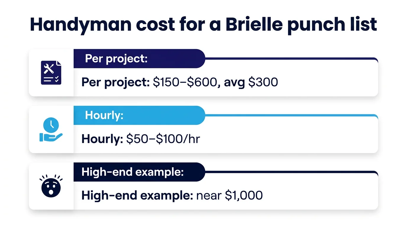 Handyman cost for a Brielle punch list infographic