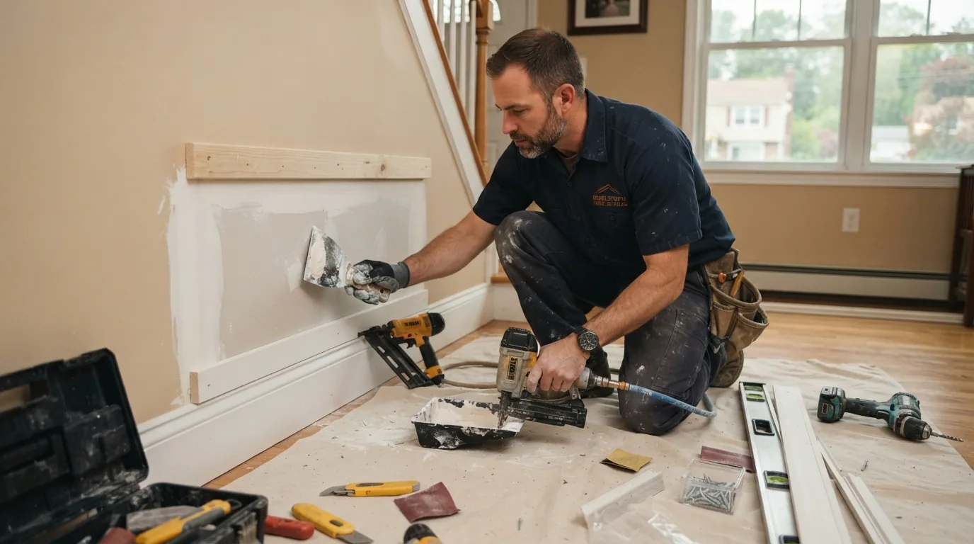 Handyman completing home repairs in a Middletown NJ residence