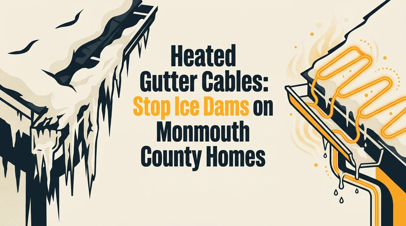Heated gutter cables on a Monmouth County roof