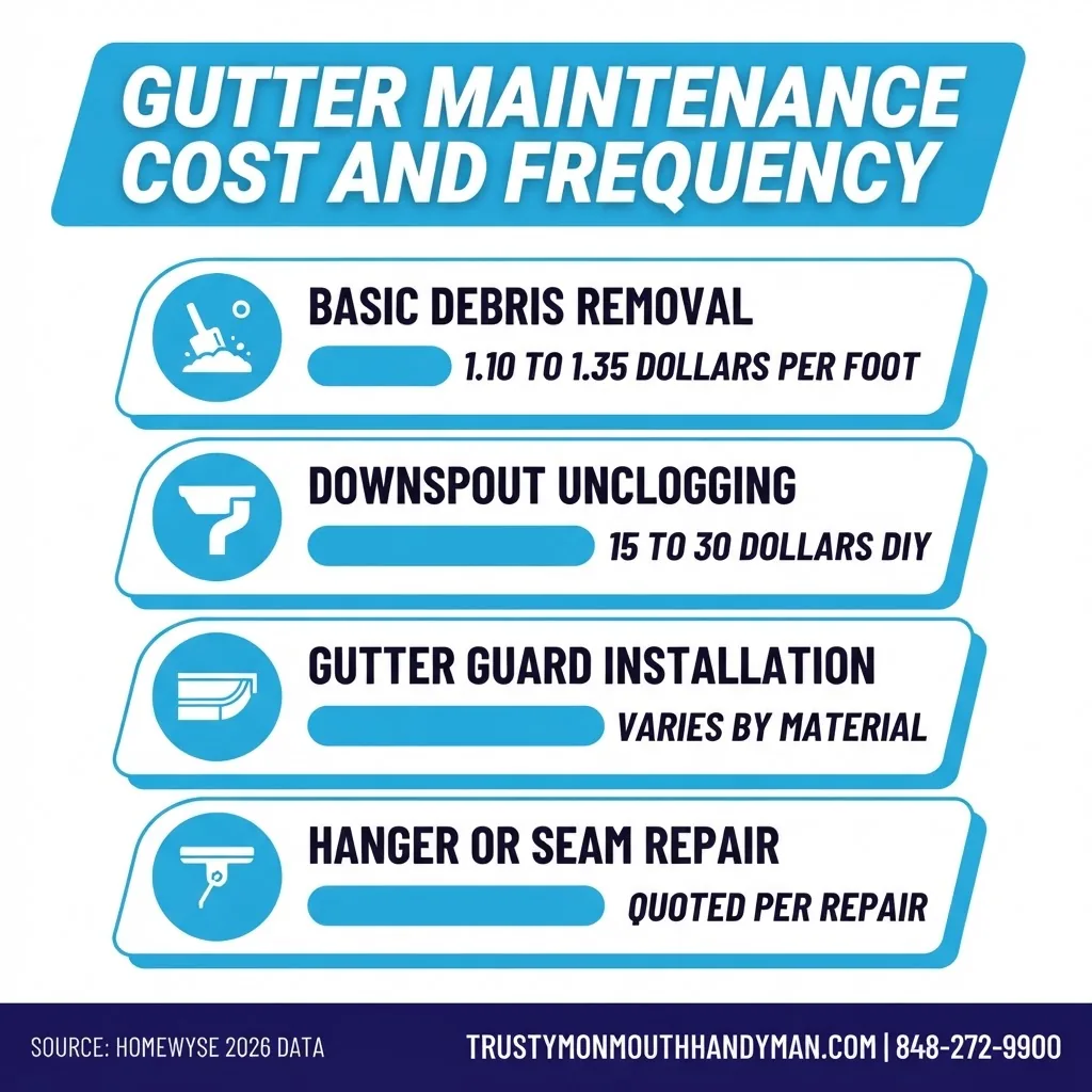 Gutter maintenance cost and frequency infographic