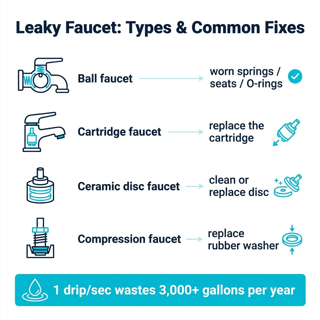 Infographic: leaky faucet types and common fixes
