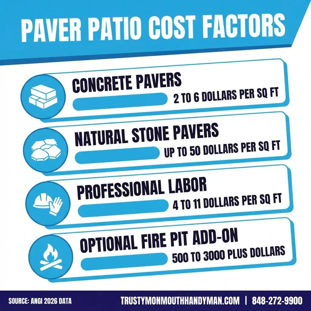 Paver patio cost factors infographic