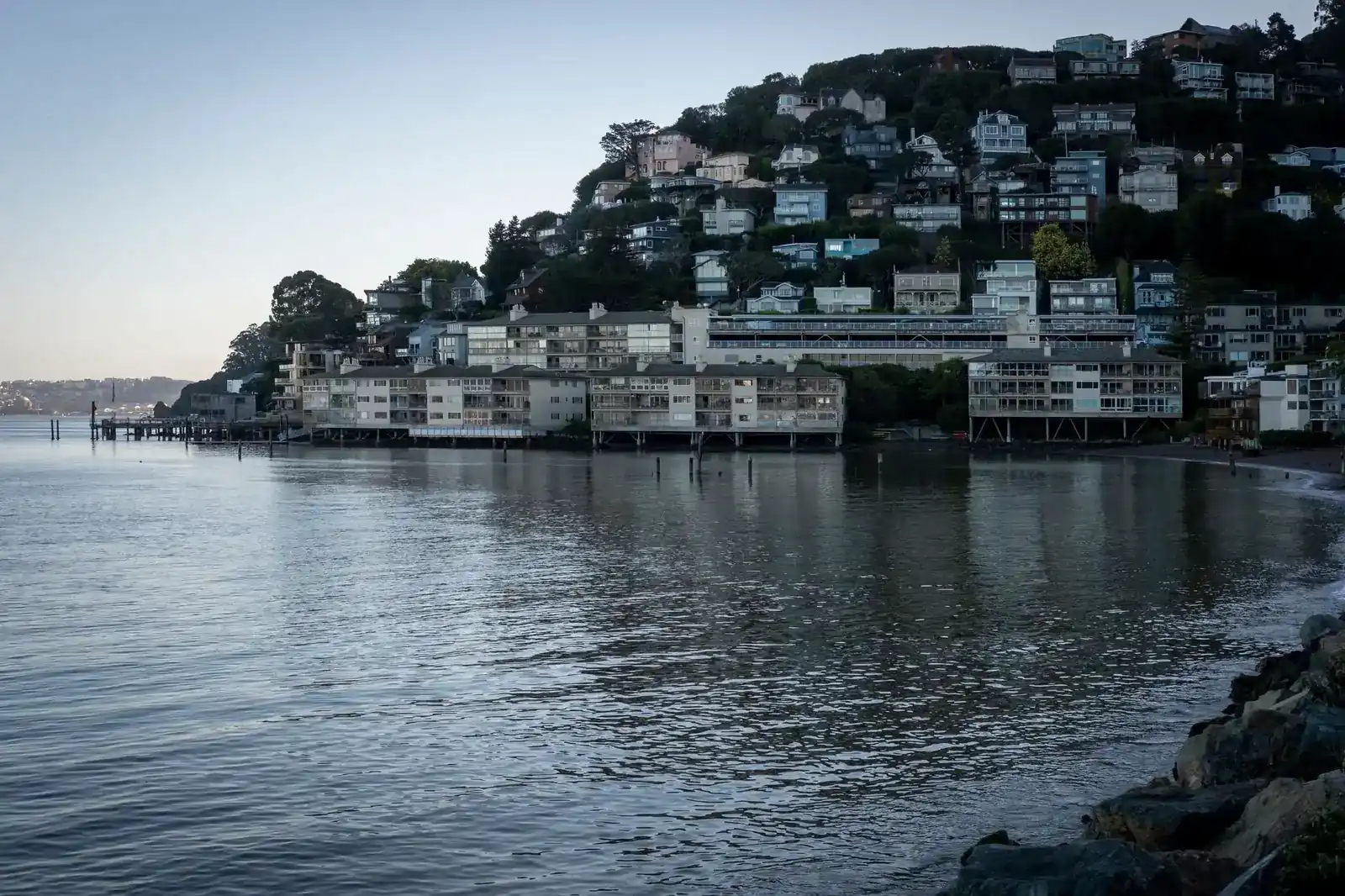 Harbor-town house on a hillside street