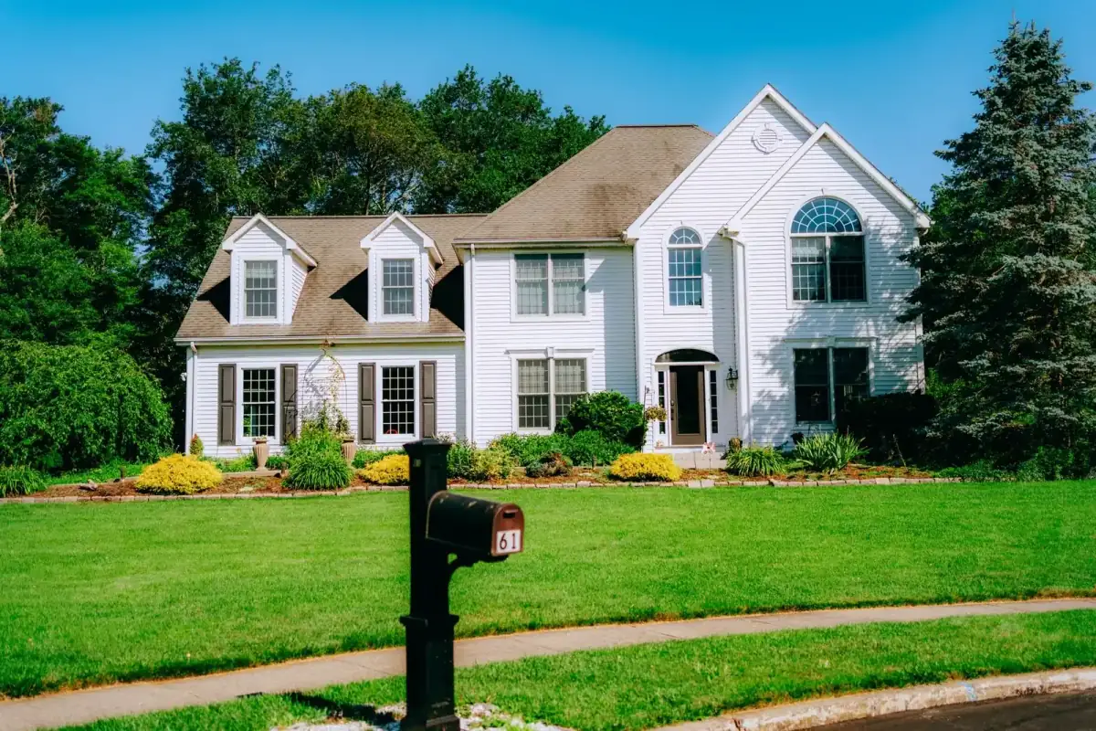 Two-storey colonial house in a suburban development
