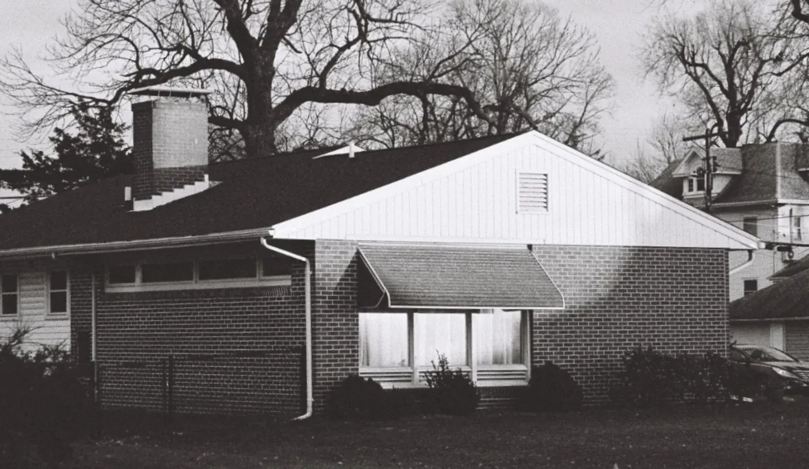 Mid-century ranch house on a suburban lot