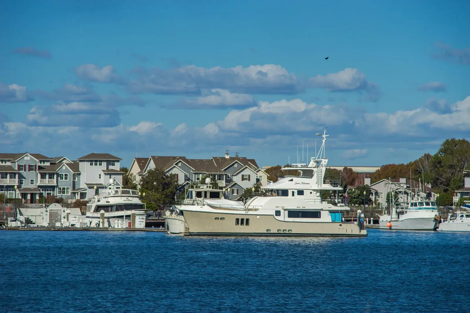 Waterfront house beside a marina