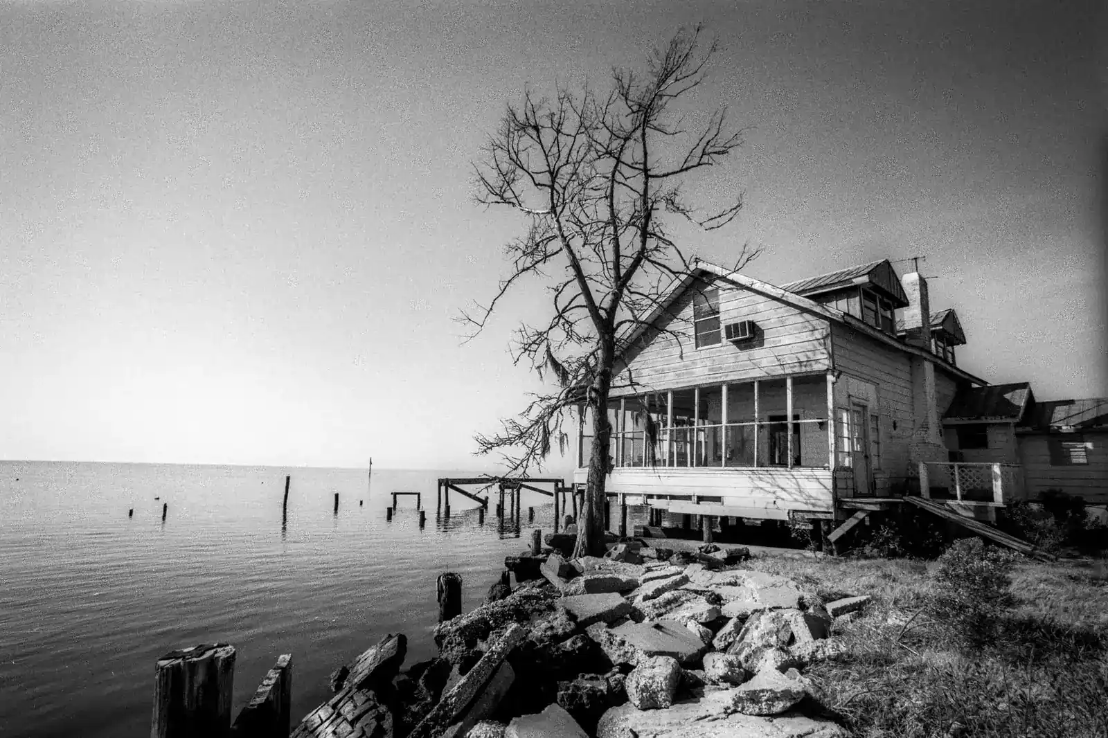 Modest bayshore house