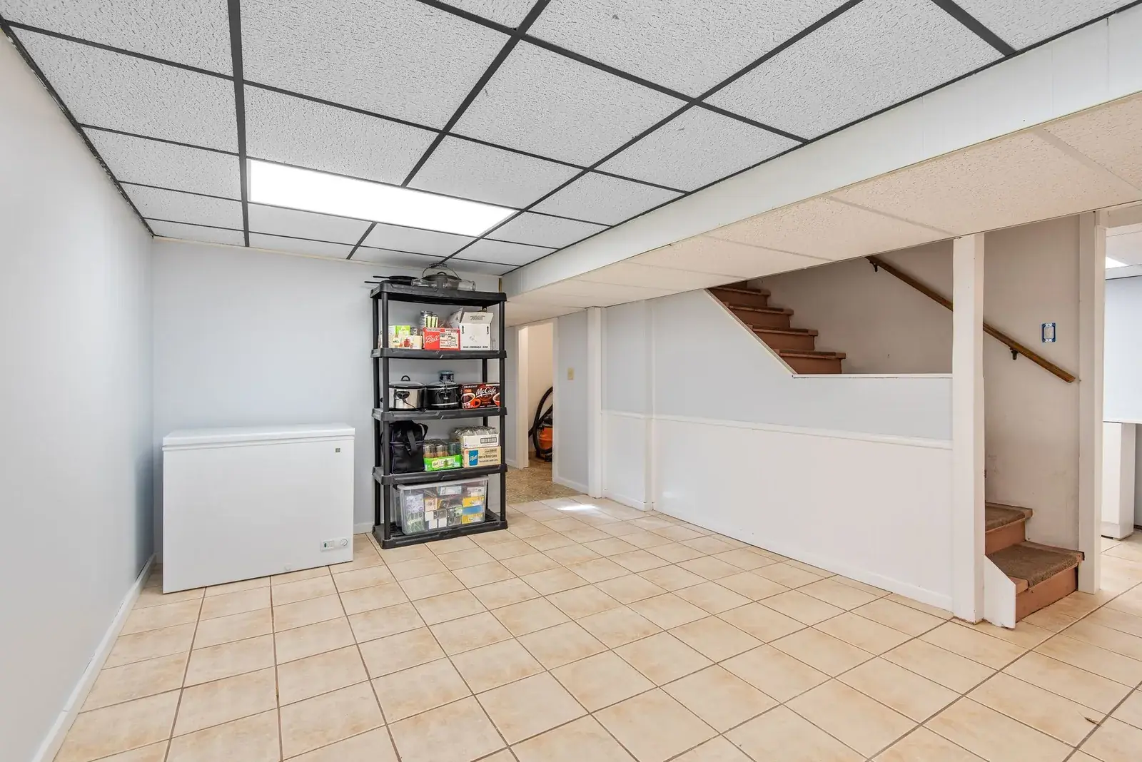 Basement utility space where a sump is typically installed