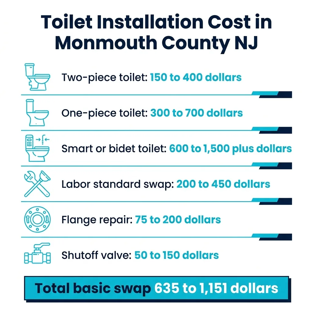Infographic: toilet installation cost breakdown, Monmouth County NJ