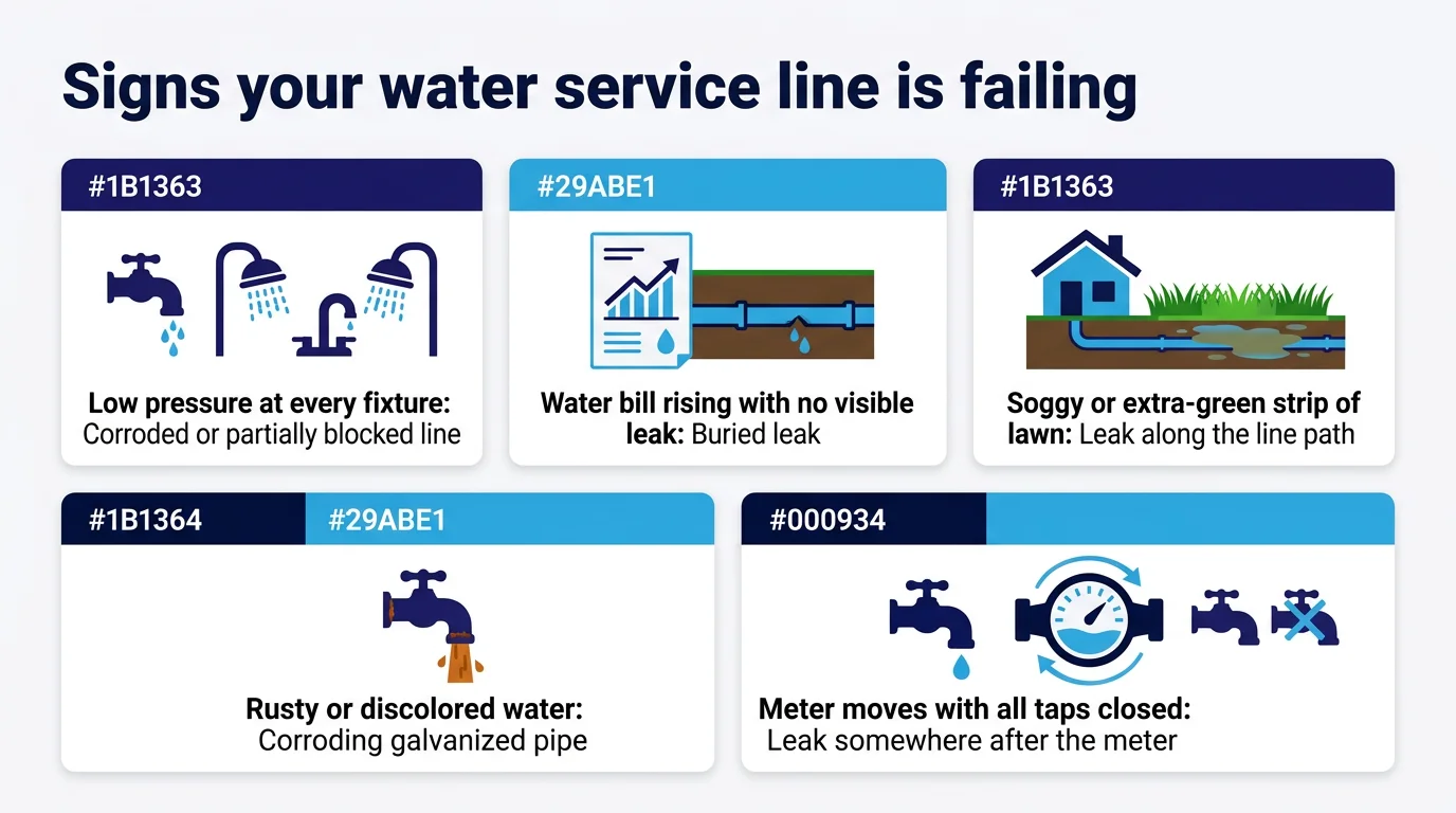 Signs your water service line is failing infographic