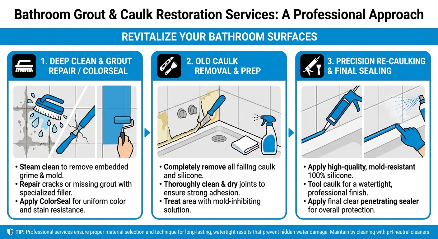 Bathroom Grout & Caulk Restoration Services SEO Infographic - Home Safety Tips
