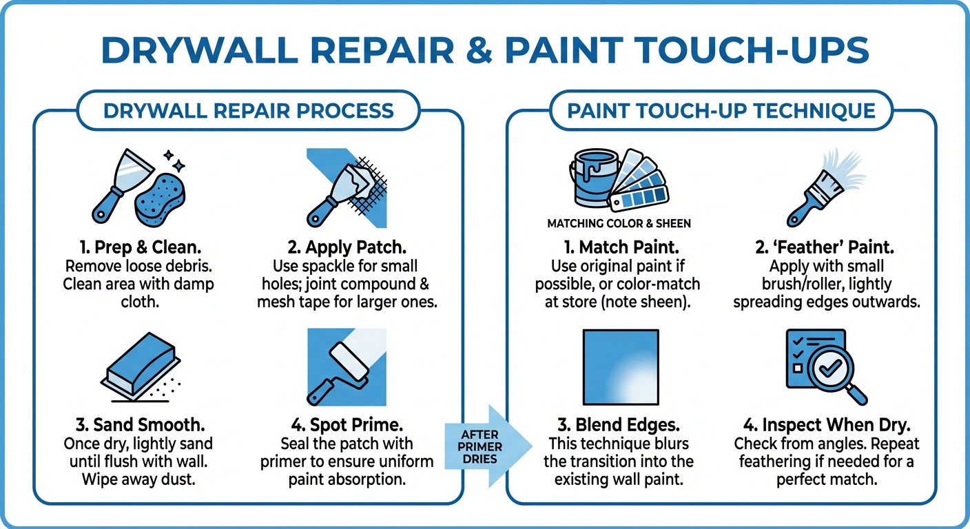 Drywall Repair & Paint Touch-Ups Professional Photography - Handyman in Action
