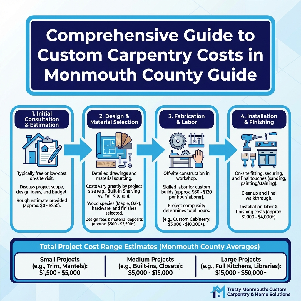 Comprehensive Guide to Custom Carpentry Costs in Monmouth County Infographic